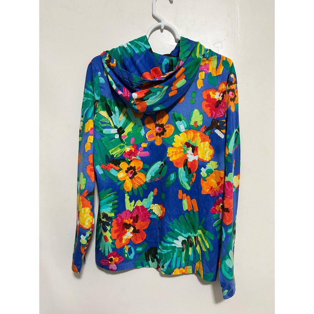 Polo Ralph Lauren Mens Blue Tropical Floral Print Long Sleeve Hooded T-Shirt M - Picture 3 of 12